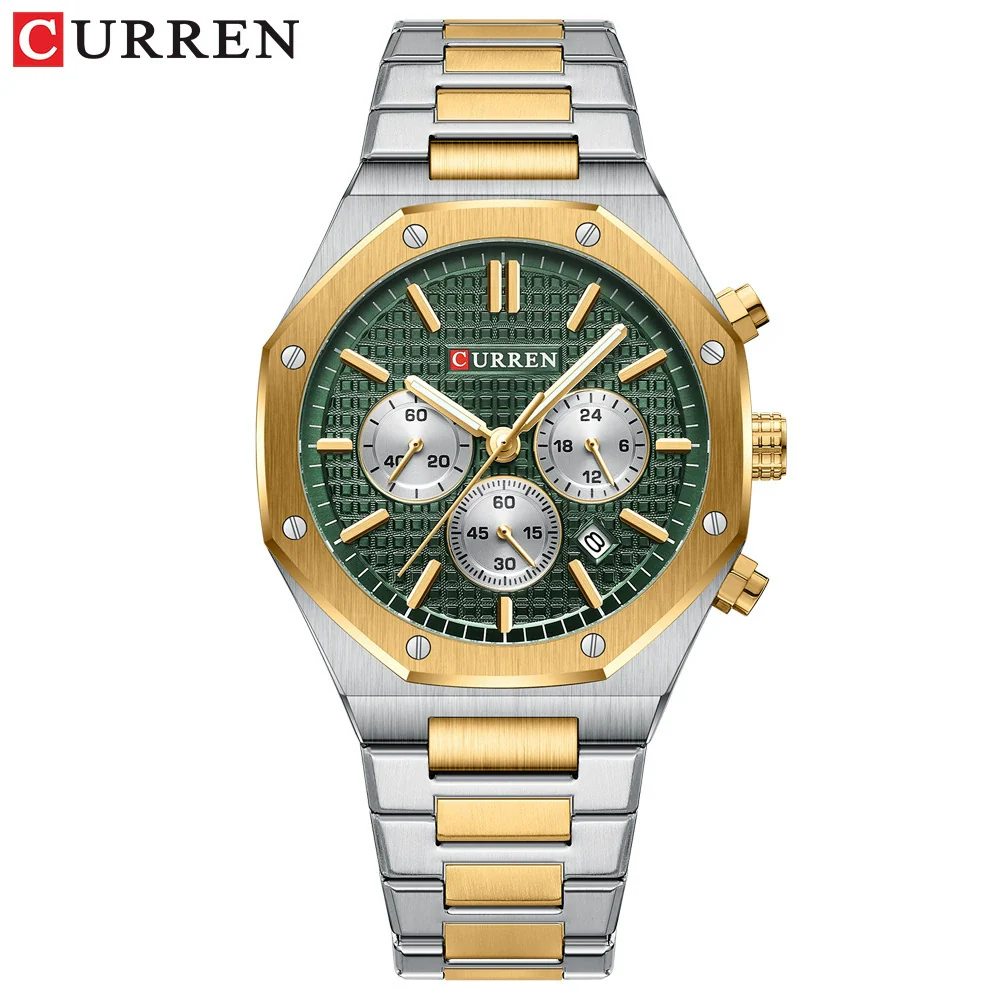 Men's Alloy And Stainless Steel Business Round Dial Quartz Chronograph Watch With Printed Logo - Image 6