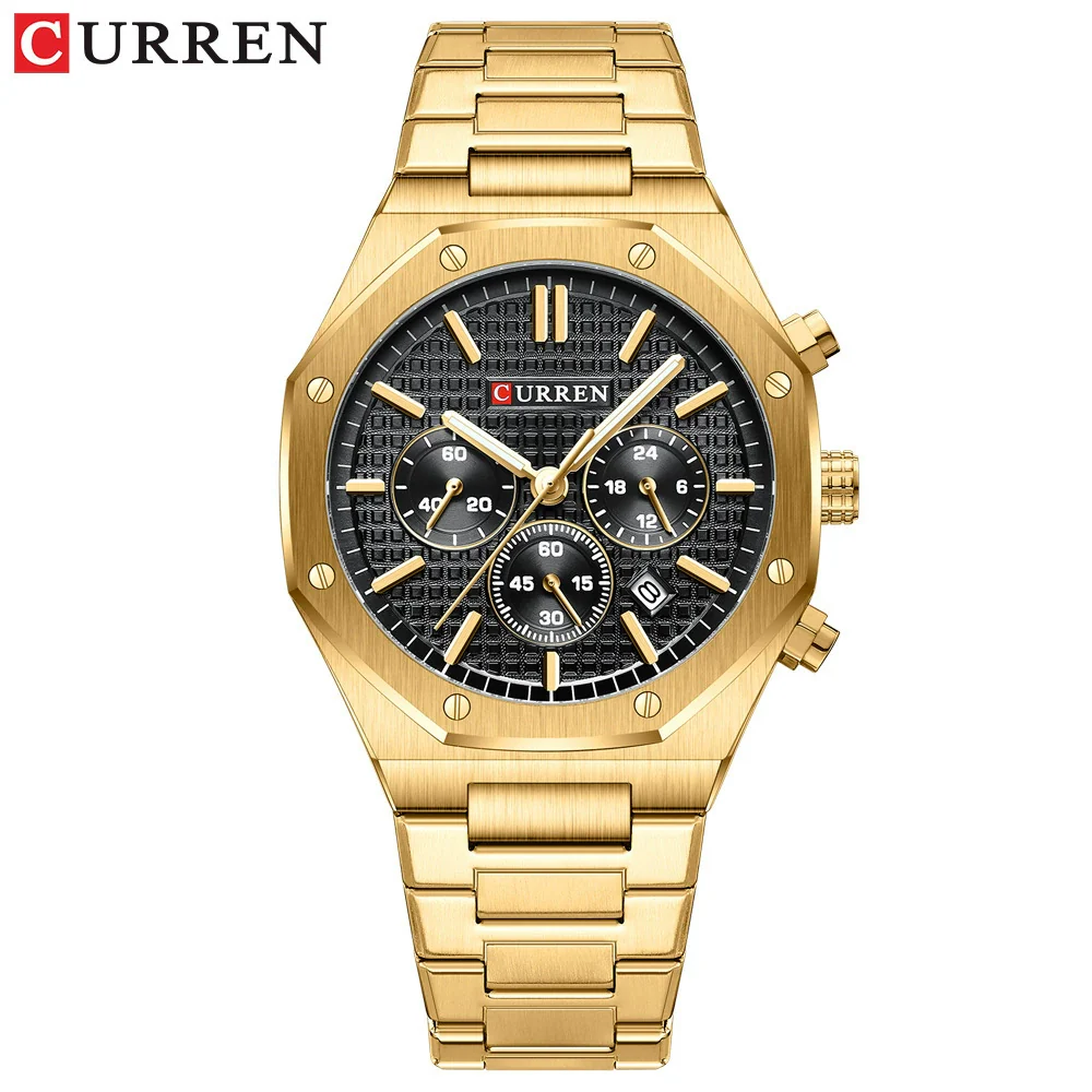 Men's Alloy And Stainless Steel Business Round Dial Quartz Chronograph Watch With Printed Logo - Image 8