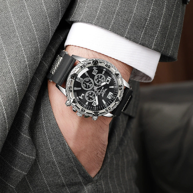 Men's Alloy And Stainless Steel Casual Business Round Dial Quartz Watch - Image 3