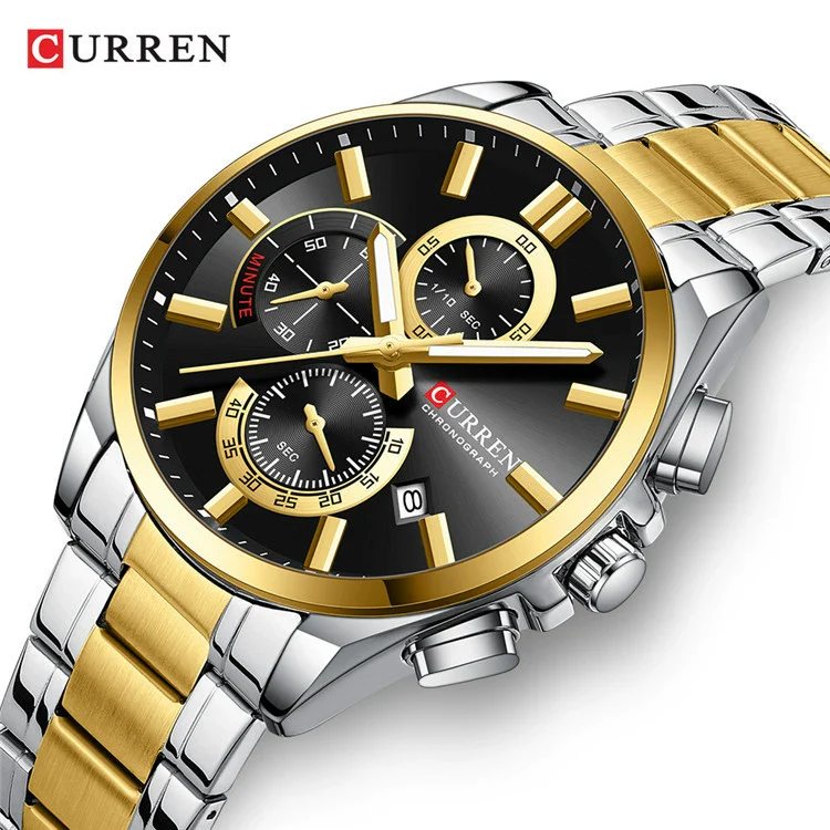 Men's Alloy And Stainless Steel Casual Round Dial Waterproof Watch With Sixpin Chronograph And Calendar - Image 3