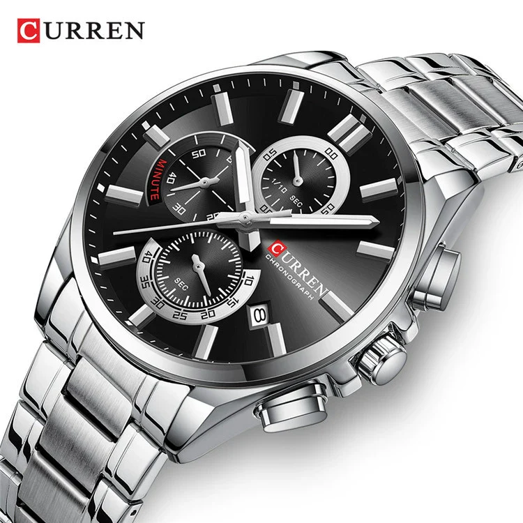 Men's Alloy And Stainless Steel Casual Round Dial Waterproof Watch With Sixpin Chronograph And Calendar - Image 4
