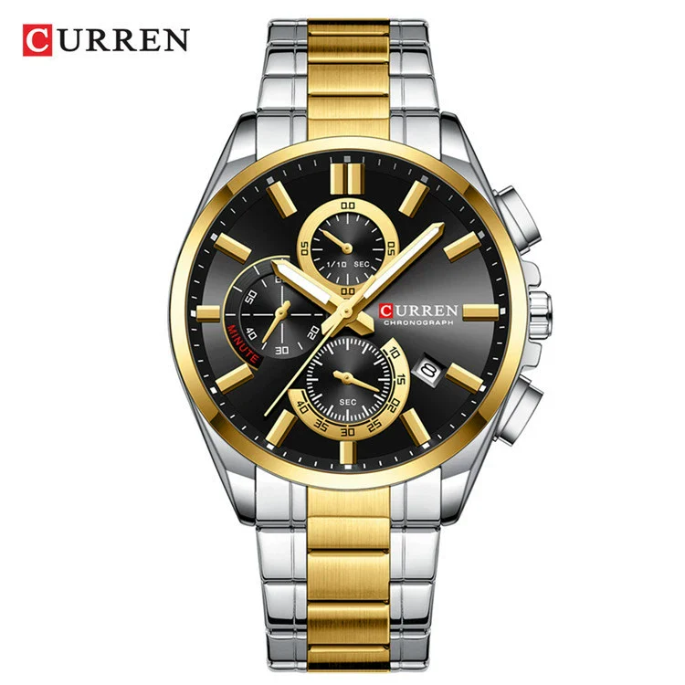 Men's Alloy And Stainless Steel Casual Round Dial Waterproof Watch With Sixpin Chronograph And Calendar - Image 5