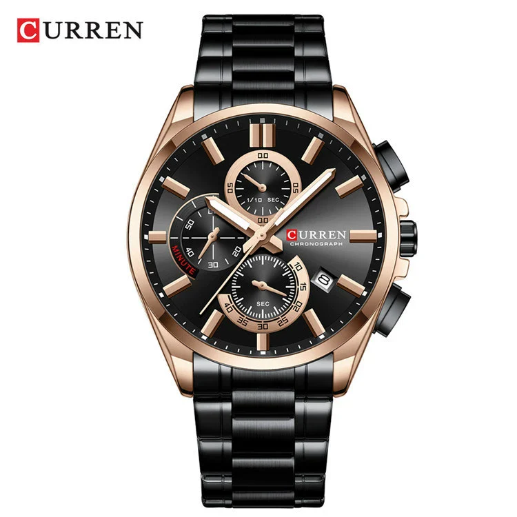 Men's Alloy And Stainless Steel Casual Round Dial Waterproof Watch With Sixpin Chronograph And Calendar - Image 6
