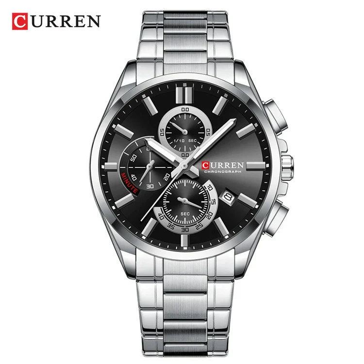 Men's Alloy And Stainless Steel Casual Round Dial Waterproof Watch With Sixpin Chronograph And Calendar - Image 7