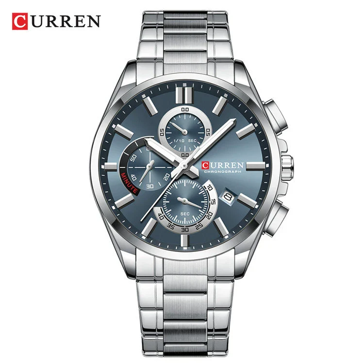 Men's Alloy And Stainless Steel Casual Round Dial Waterproof Watch With Sixpin Chronograph And Calendar - Image 8
