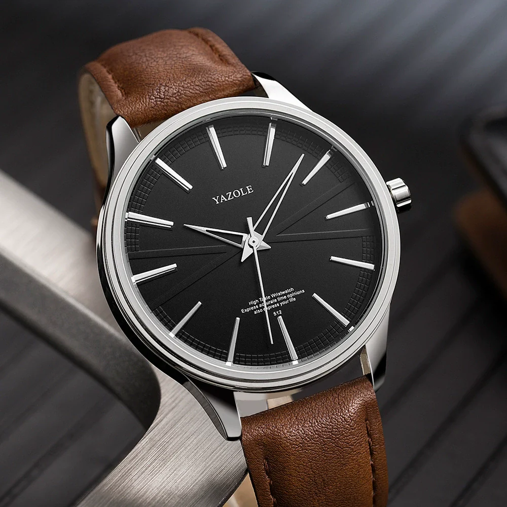 Men's Alloy And Stainless Steel Pu Belt Quartz Watch Round Dial Casual Style - Image 3
