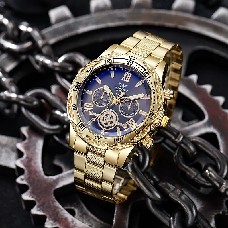 Men's Alloy And Stainless Steel Round Dial Quartz Watch Fashion Luxury Elegant Style