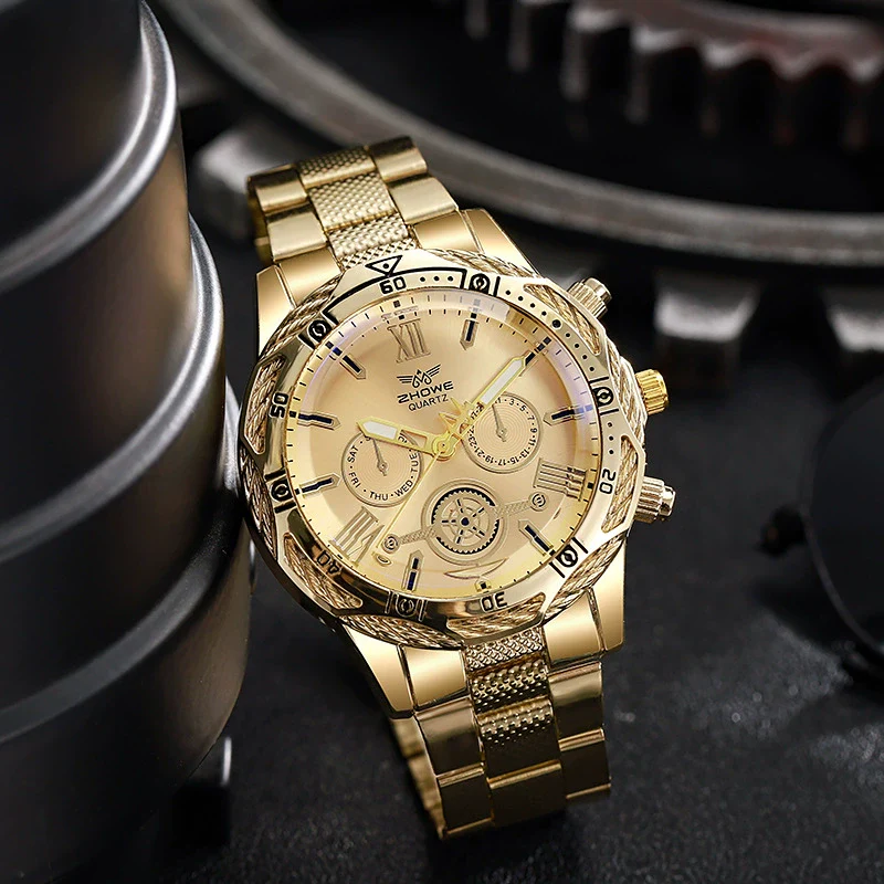 Men's Alloy And Stainless Steel Round Dial Quartz Watch Fashion Luxury Elegant Style - Image 3