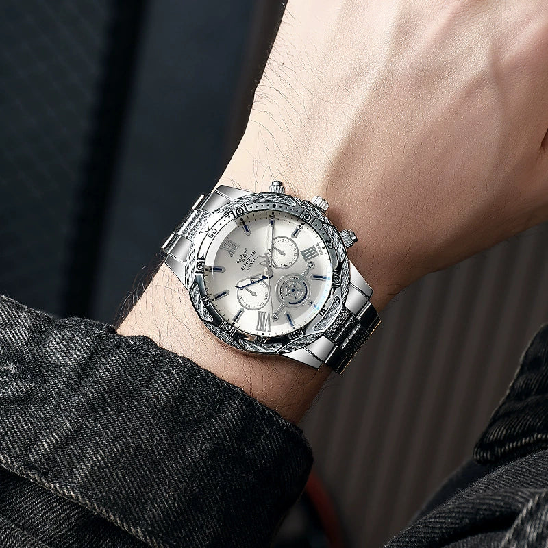 Men's Alloy And Stainless Steel Round Dial Quartz Watch Fashion Luxury Elegant Style - Image 7