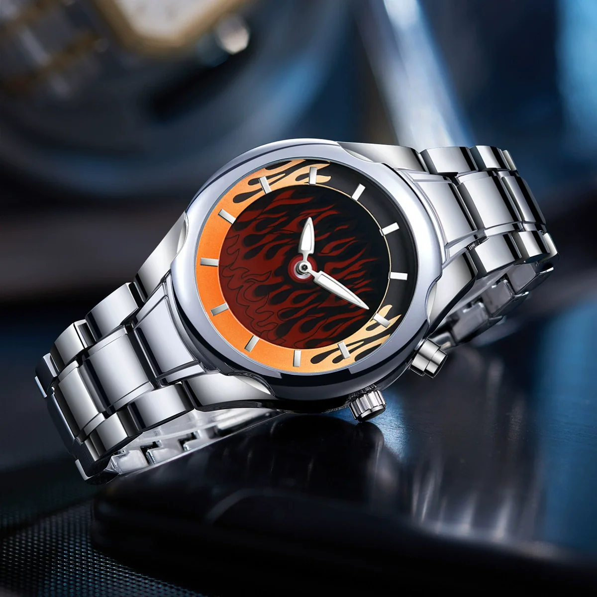 Men's Alloy And Stainless Steel Round Dial Waterproof Watch With Spiral Crown And Doublesided Press Buckle Y2k Trendy Style