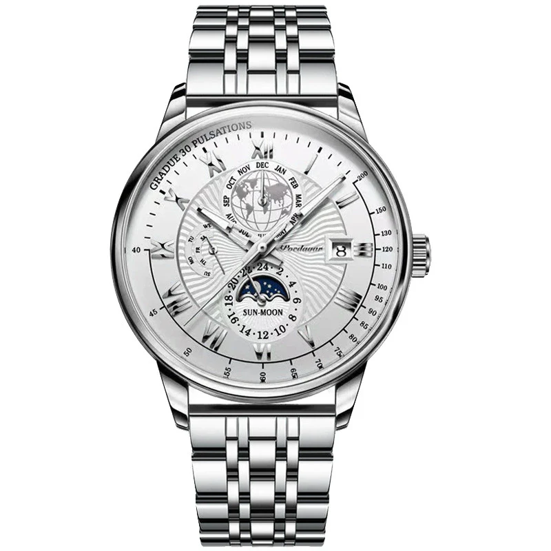 Men's Alloy And Stainless Steel Waterproof Luminous Ultrathin Quartz Watch With Round Dial And Spiral Crown - Image 4
