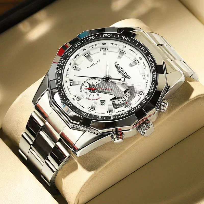 Men's Alloy And Stainless Steel Waterproof Luminous Watch With Calendar Round Dial