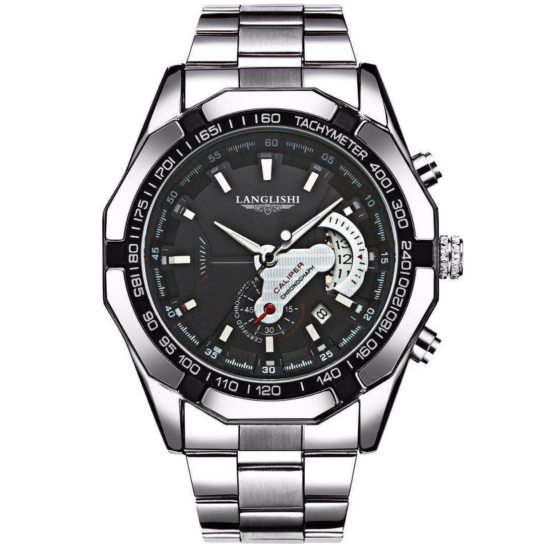 Men's Alloy And Stainless Steel Waterproof Luminous Watch With Calendar Round Dial - Image 4
