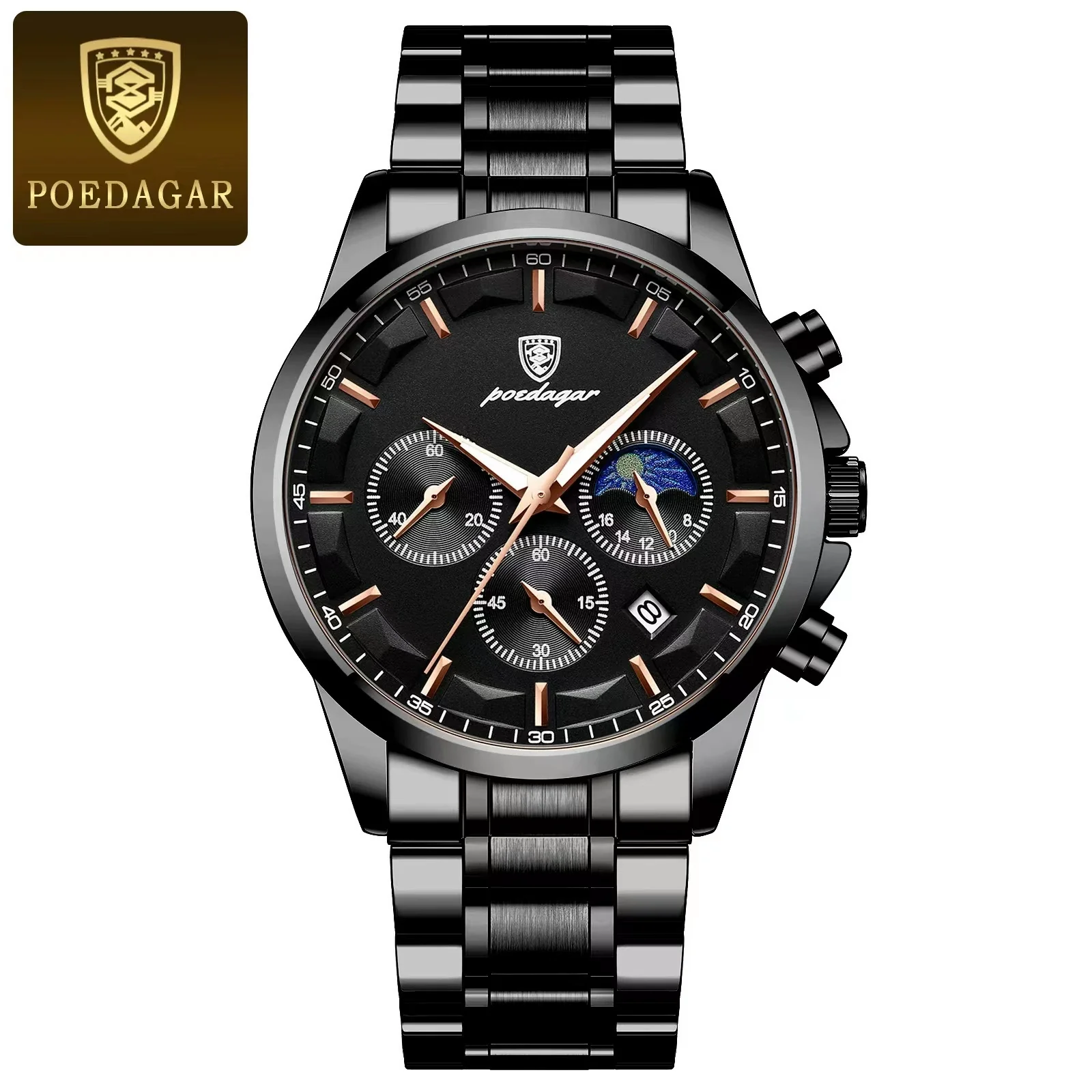 Men's Alloy And Stainless Steel Waterproof Multifunctional Quartz Sports Watch With Round Dial And Single Folding Buckle - Image 7