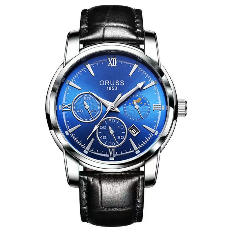 Men's Alloy And Stainless Steel Waterproof Quartz And Automatic Movement Round Dial Luminous Watch With Onion Crown And Bilateral Button Clasp - Image 15