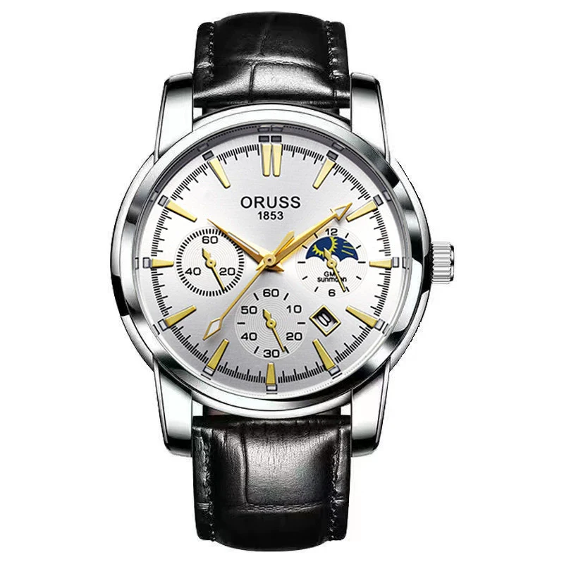 Men's Alloy And Stainless Steel Waterproof Quartz And Automatic Movement Round Dial Luminous Watch With Onion Crown And Bilateral Button Clasp - Image 16