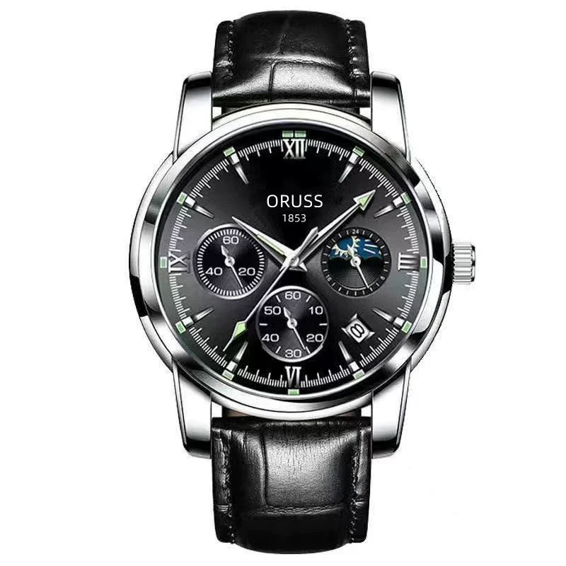 Men's Alloy And Stainless Steel Waterproof Quartz And Automatic Movement Round Dial Luminous Watch With Onion Crown And Bilateral Button Clasp - Image 17