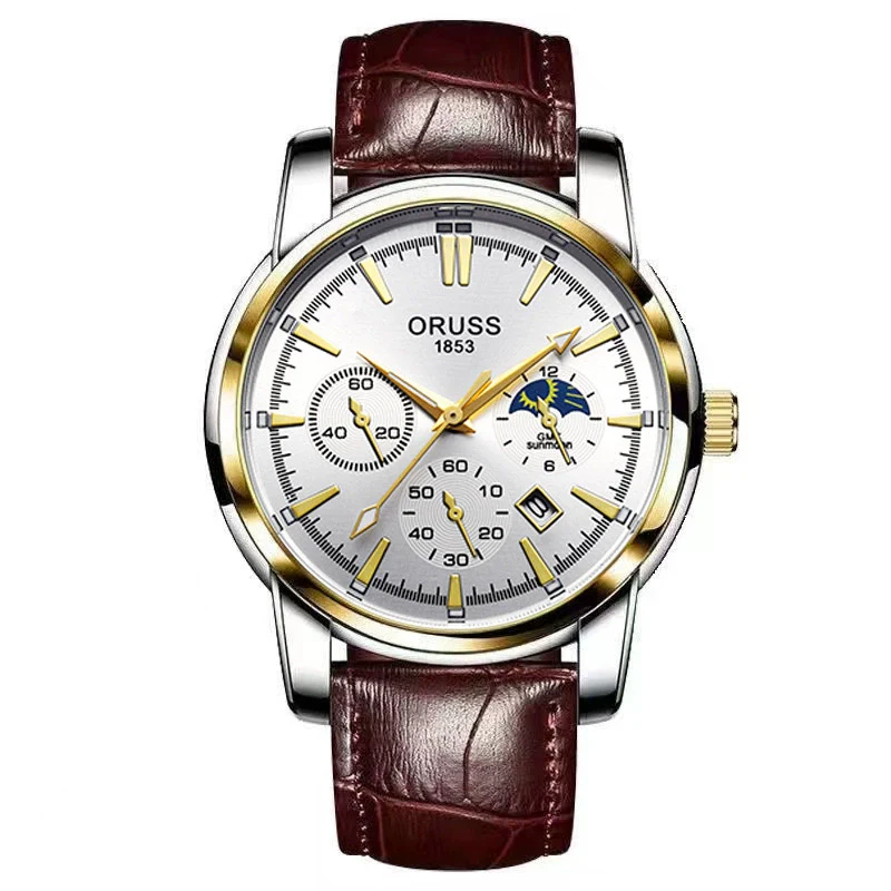 Men's Alloy And Stainless Steel Waterproof Quartz And Automatic Movement Round Dial Luminous Watch With Onion Crown And Bilateral Button Clasp - Image 18