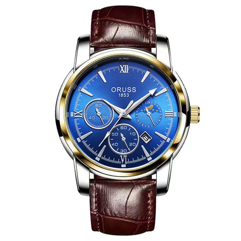 Men's Alloy And Stainless Steel Waterproof Quartz And Automatic Movement Round Dial Luminous Watch With Onion Crown And Bilateral Button Clasp - Image 20