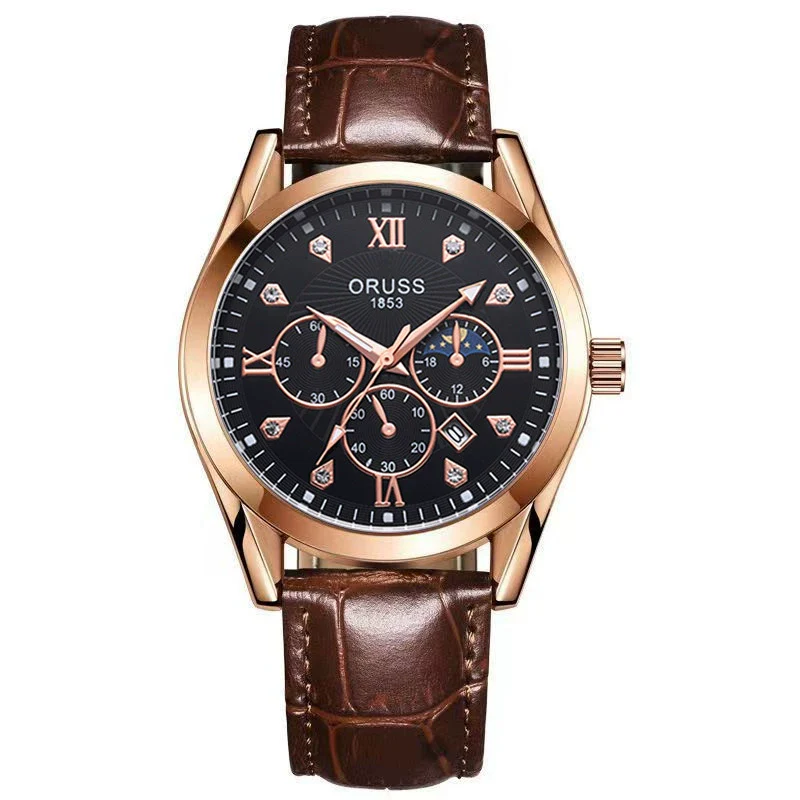 Men's Alloy And Stainless Steel Waterproof Quartz And Automatic Movement Round Dial Luminous Watch With Onion Crown And Bilateral Button Clasp - Image 6