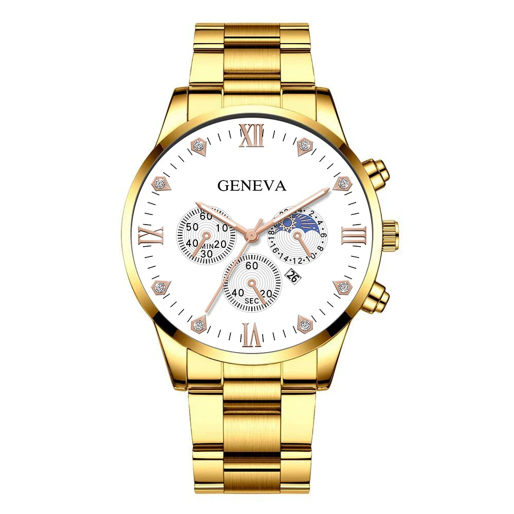 Men's Alloy Band Business Style Round Dial Quartz Watch With Sun Moon And Stars And Roman Numerals - Image 13