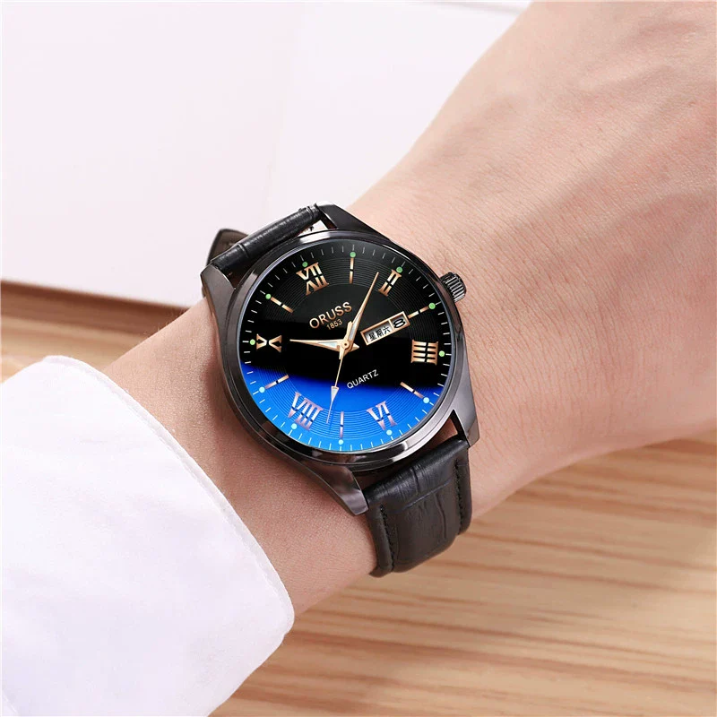 Men's Alloy Band Quartz Watch Business Luminous Double Calendar Casual Round Dial Watch - Image 14