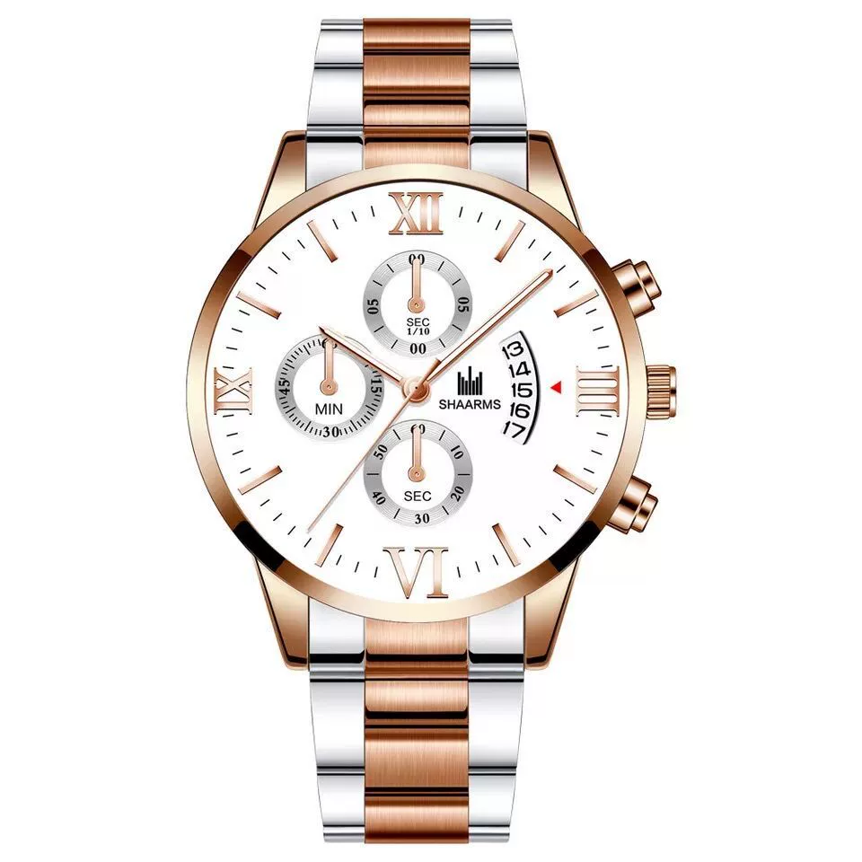Men's Alloy Band Quartz Watch With Round Dial And Horseshoe Buckle Simple Roman Scale Fashionable And - Image 7