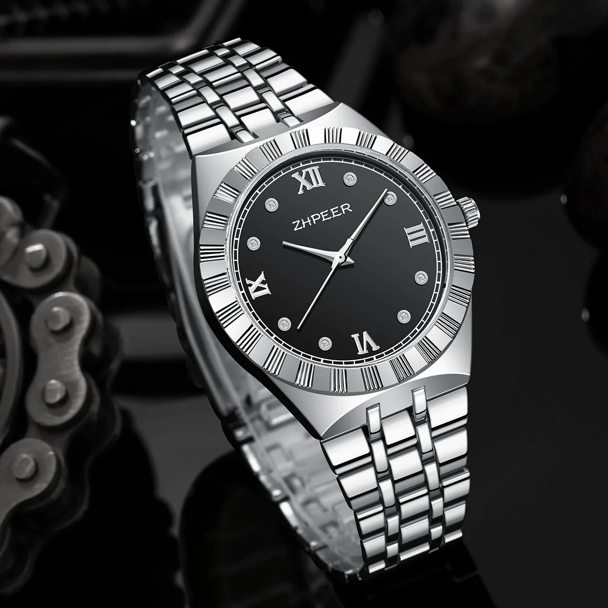 Men's Alloy Band Watch Diamondencrusted Casual Style - Image 8