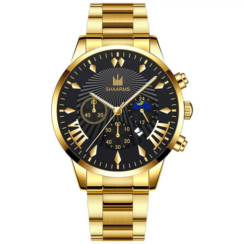 Men's Alloy Belt Casual Nonmechanical Calendar Watch With Round Dial And Printed Logo - Image 10