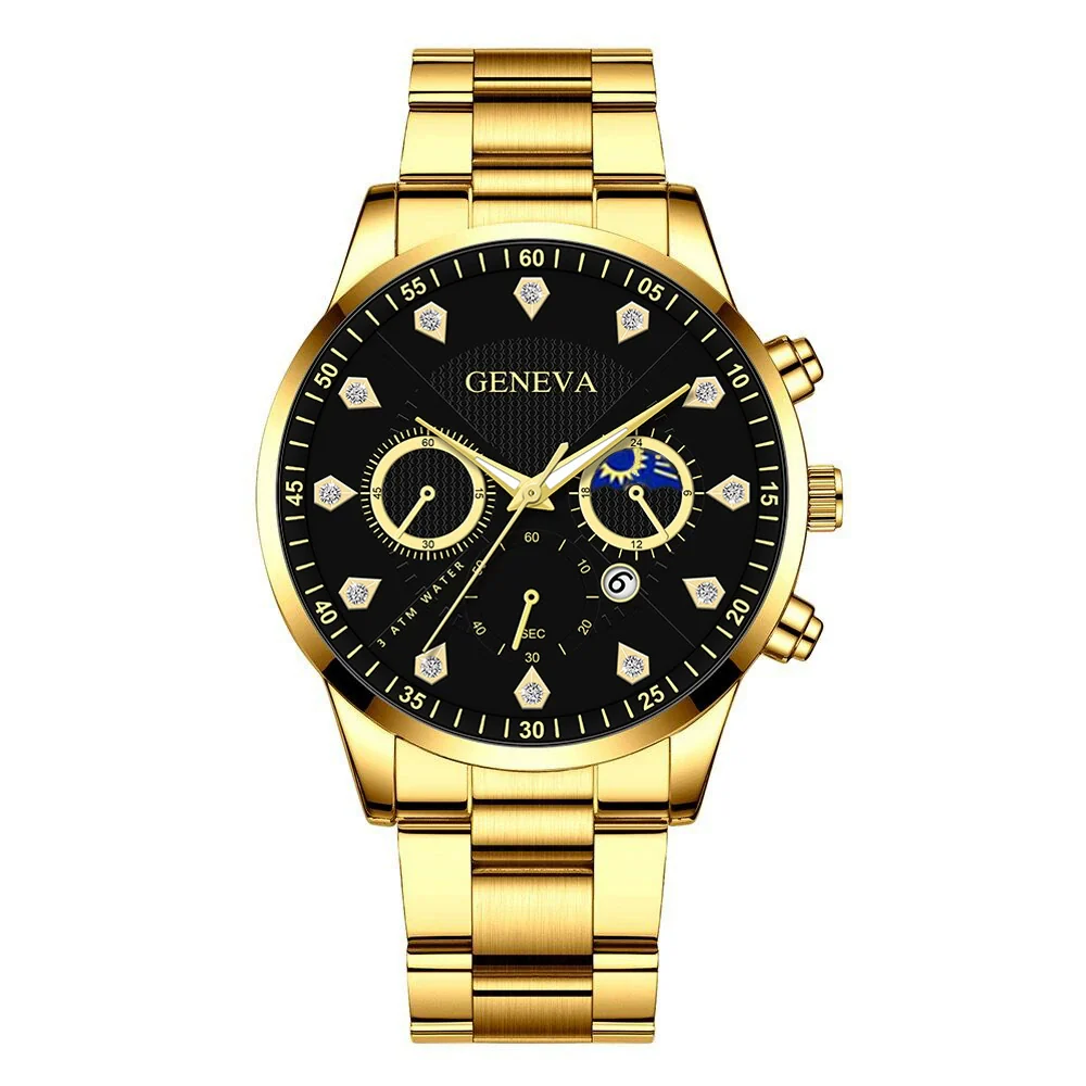 Men's Alloy Belt Watch With Sun Moon Star Design Round Dial Business Style - Image 5