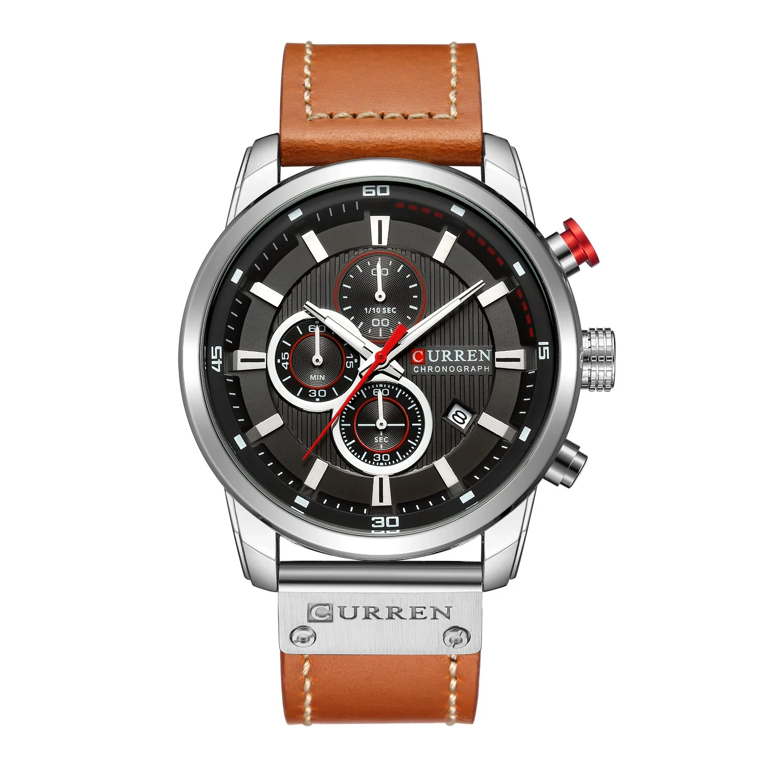 Men's Alloy Case Genuine Leather Strap Round Dial Movement Watch - Image 10