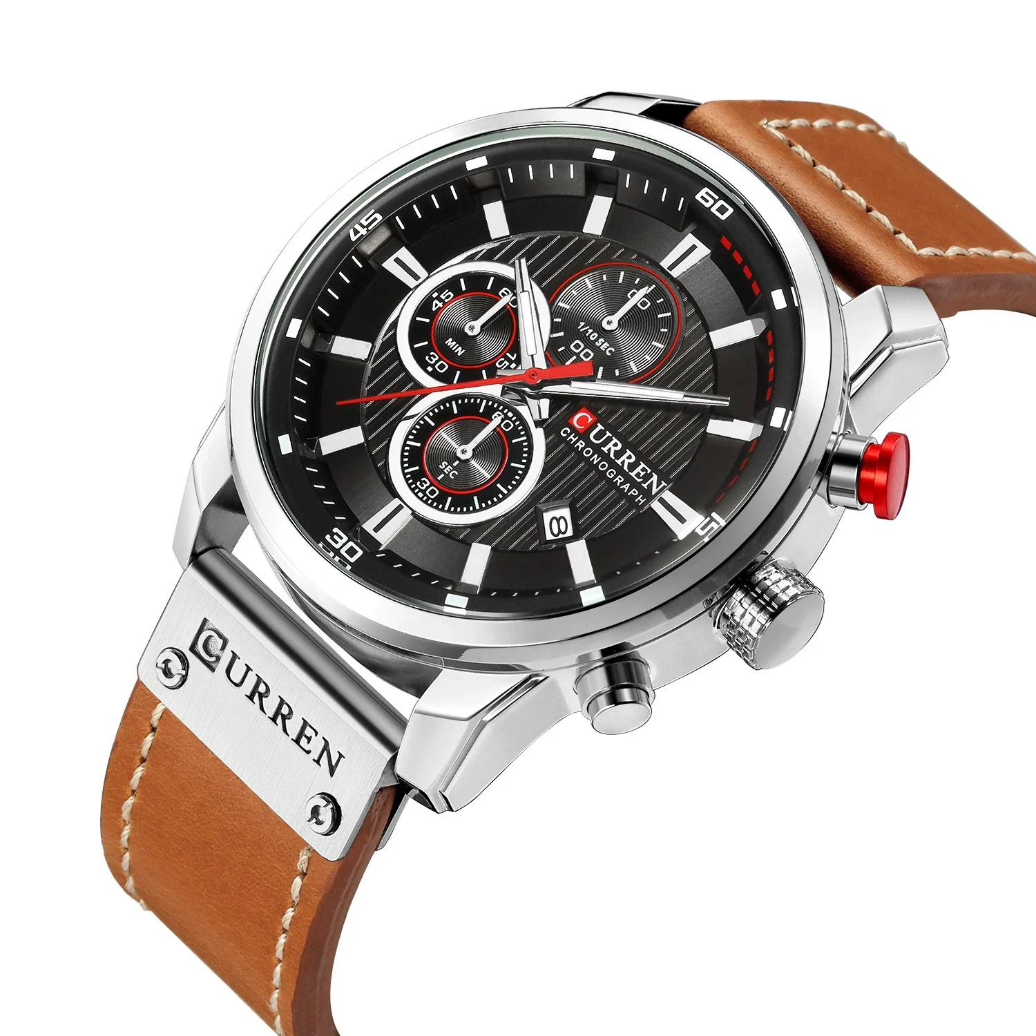 Men's Alloy Case Genuine Leather Strap Round Dial Movement Watch - Image 4
