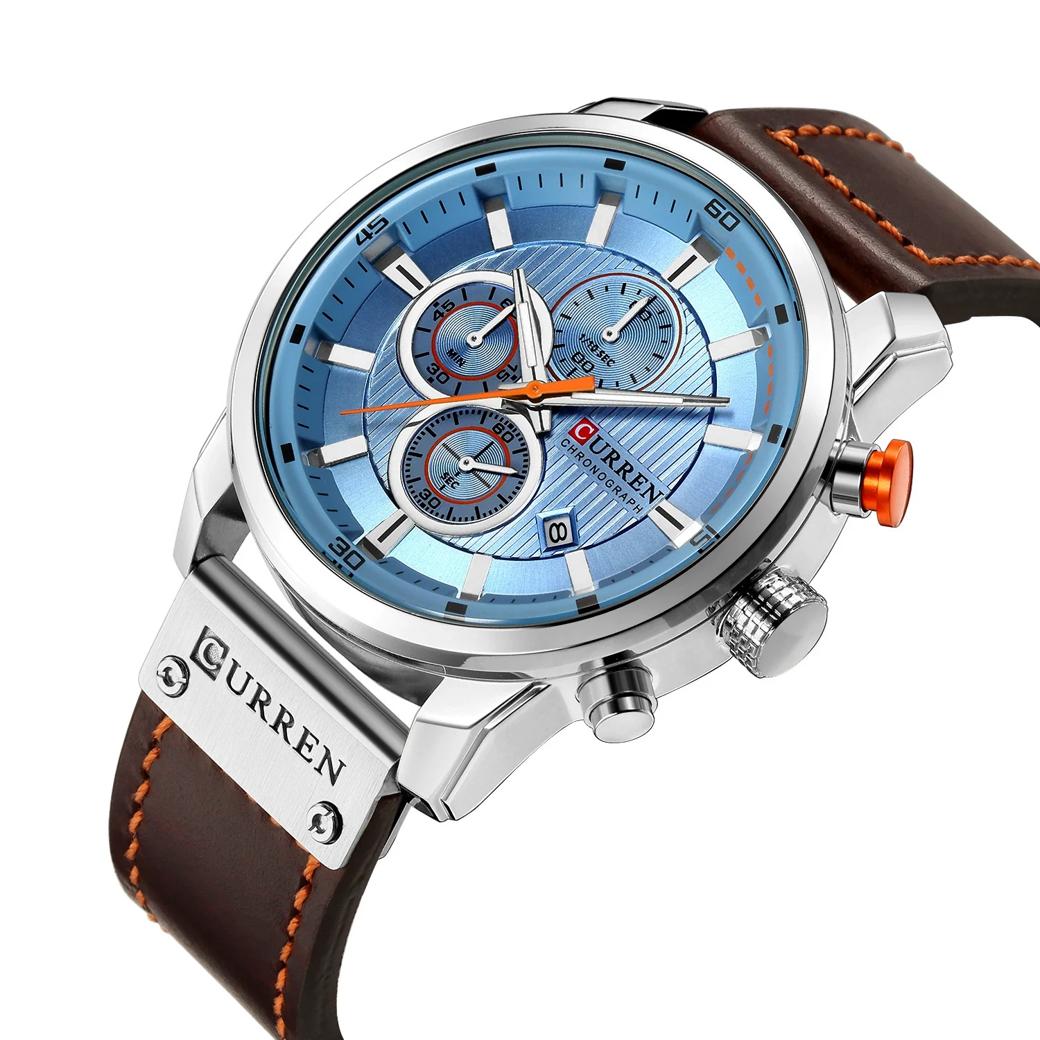 Men's Alloy Case Genuine Leather Strap Round Dial Movement Watch - Image 5
