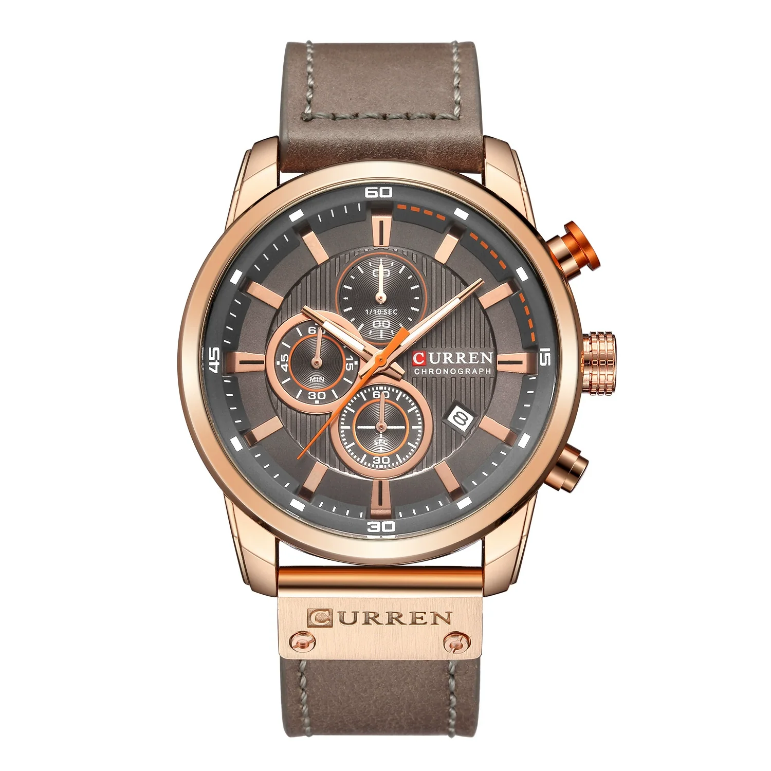Men's Alloy Case Genuine Leather Strap Round Dial Movement Watch - Image 9