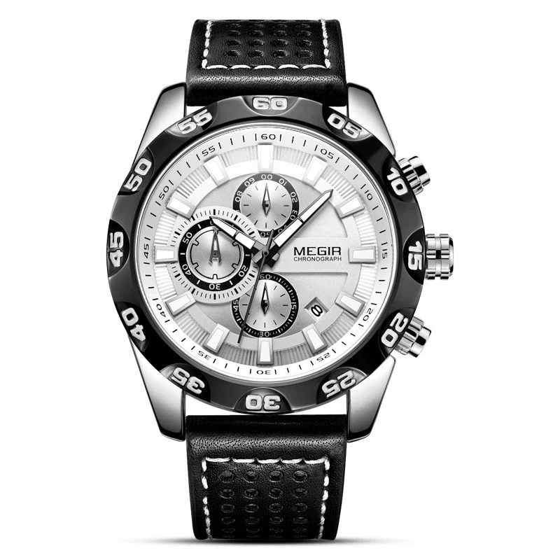Men's Alloy Case Genuine Leather Strap Round Dial Quartz Multifunction Fashion Sport Allmatch Watch - Image 7
