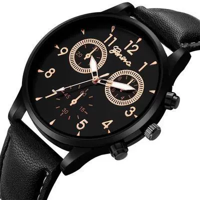 Men's Alloy Case Imitation Leather Strap Round Dial Leisure Watch