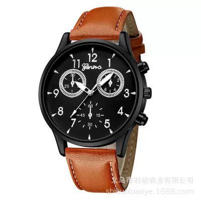 Men's Alloy Case Imitation Leather Strap Round Dial Leisure Watch - Image 11