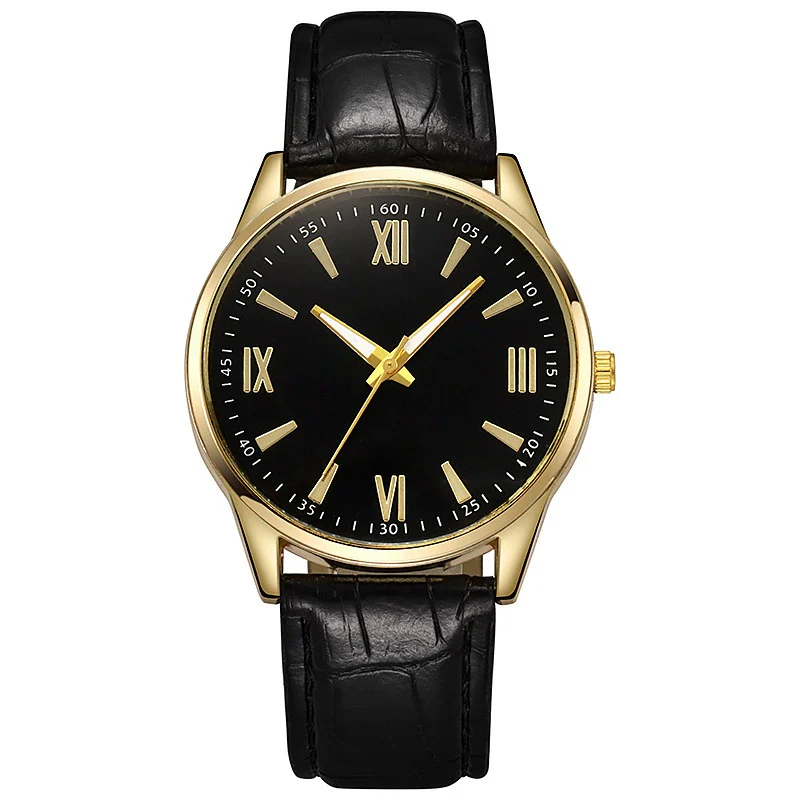 Men's Alloy Case Imitation Leather Strap Round Dial Quartz Watch With Sapphire Crystal Glass Mirror For Business - Image 5