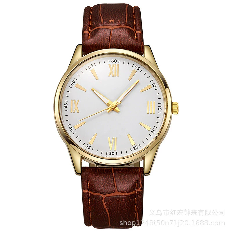 Men's Alloy Case Imitation Leather Strap Round Dial Quartz Watch With Sapphire Crystal Glass Mirror For Business - Image 7