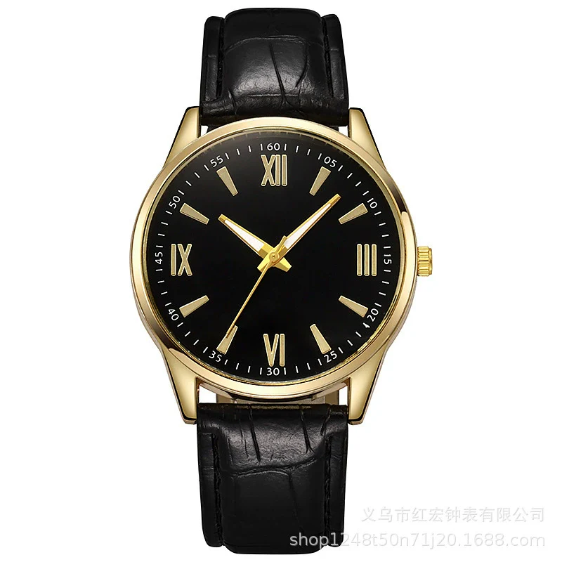 Men's Alloy Case Imitation Leather Strap Round Dial Quartz Watch With Sapphire Crystal Glass Mirror For Business - Image 8