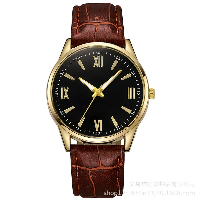 Men's Alloy Case Imitation Leather Strap Round Dial Quartz Watch With Sapphire Crystal Glass Mirror For Business - Image 9