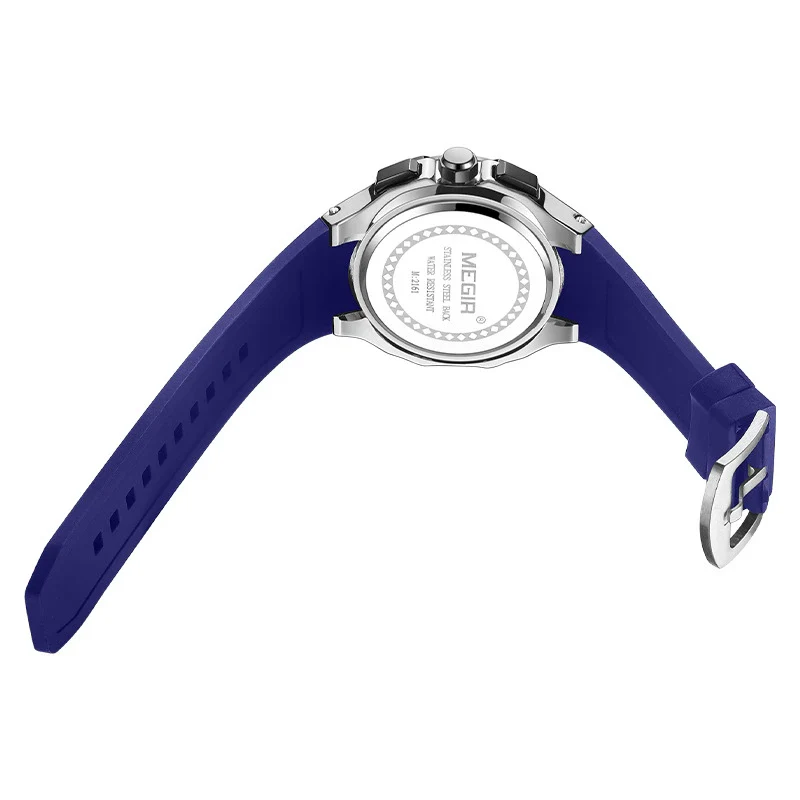 Men's Alloy Case Mineral Strengthened Glass Mirror Silicone Strap Round Dial Multifunctional Calendar Waterproof Sports Watch - Image 5