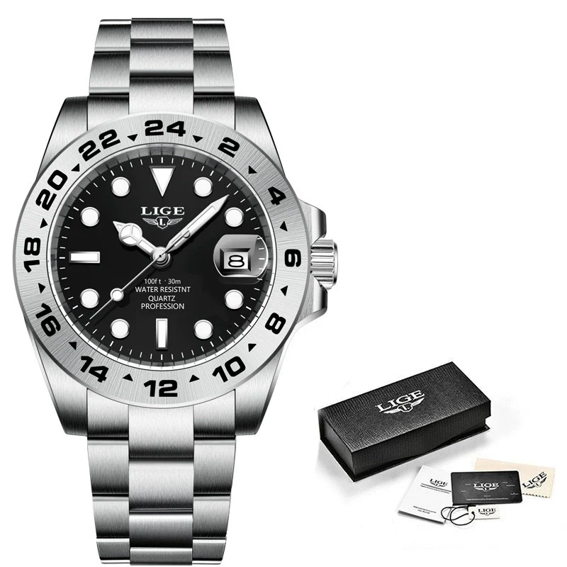 Men's Alloy Case Stainless Steel Band Quartz Waterproof Business Style Round Dial Luminous Calendar Watch - Image 7