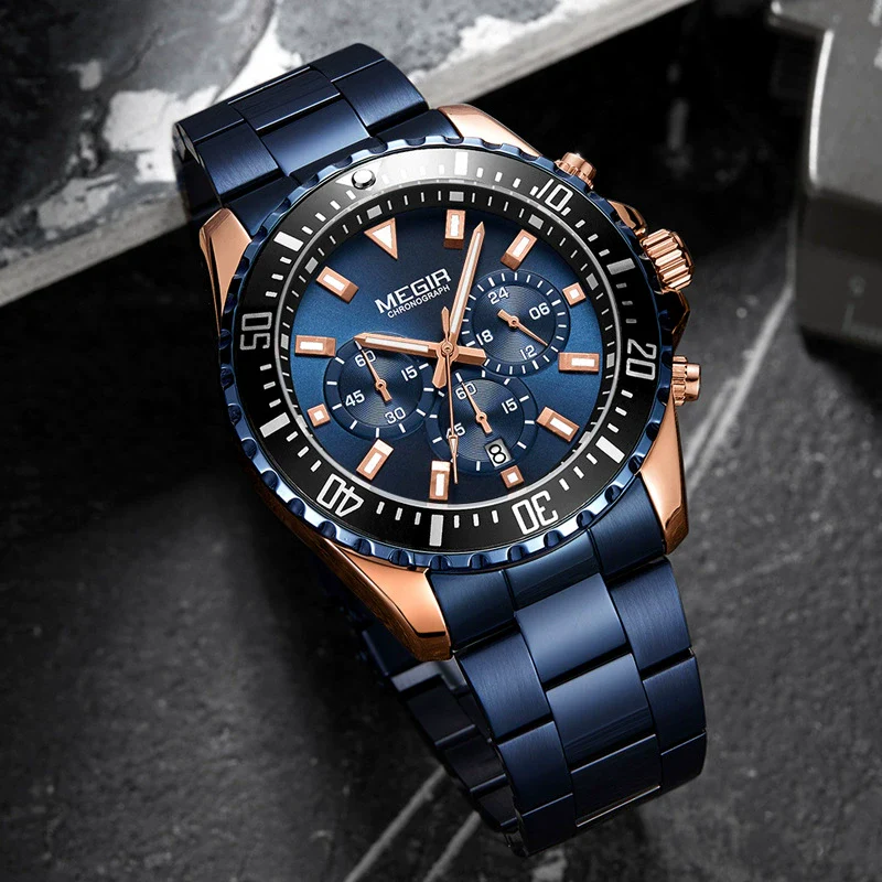 Men's Alloy Case Stainless Steel Band Round Dial Business Quartz Watch With Chronograph And Calendar - Image 2
