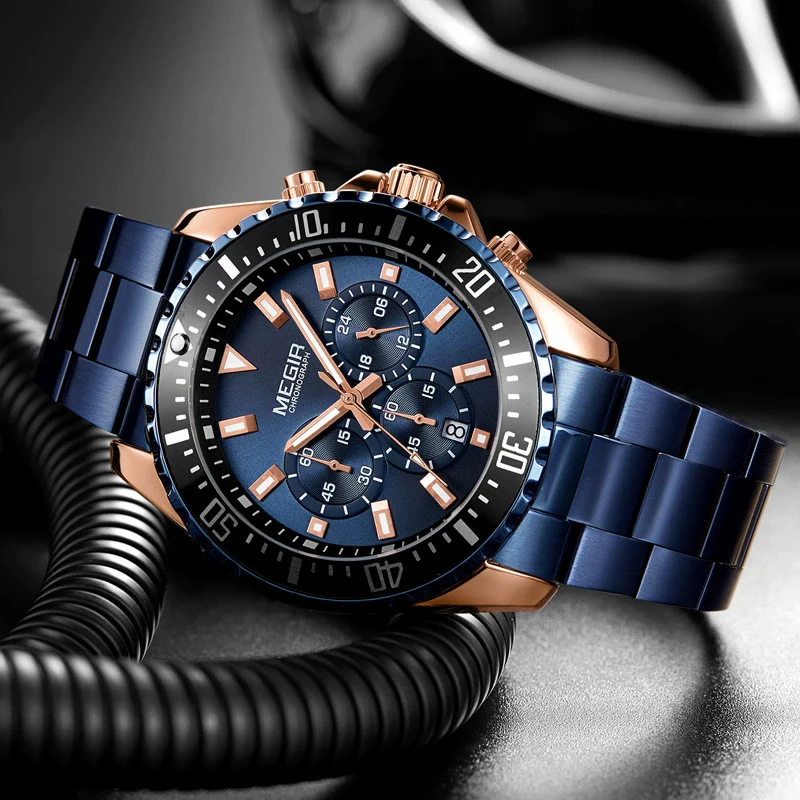 Men's Alloy Case Stainless Steel Band Round Dial Business Quartz Watch With Chronograph And Calendar - Image 4