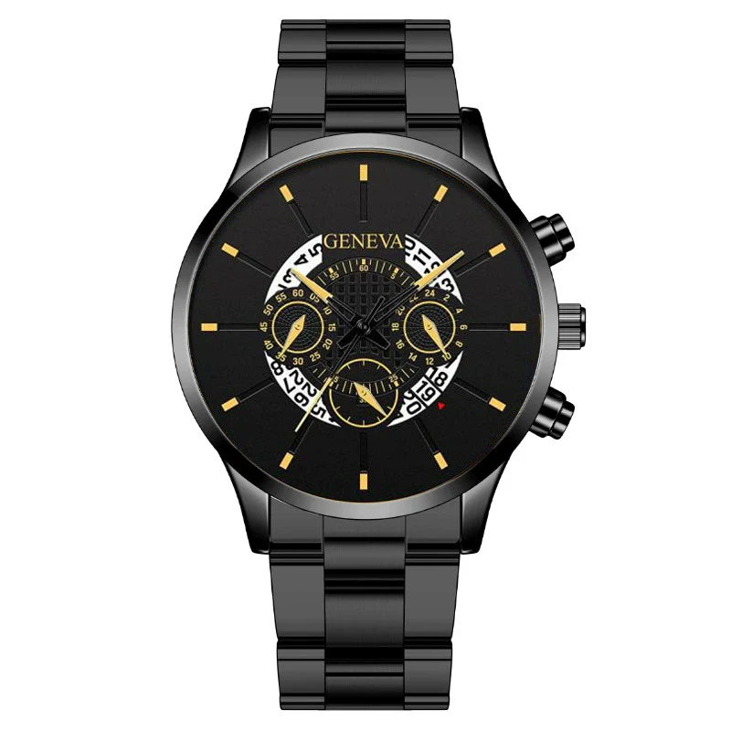 Men's Alloy Case Stainless Steel Band Round Dial Fashion Quartz Watch - Image 11