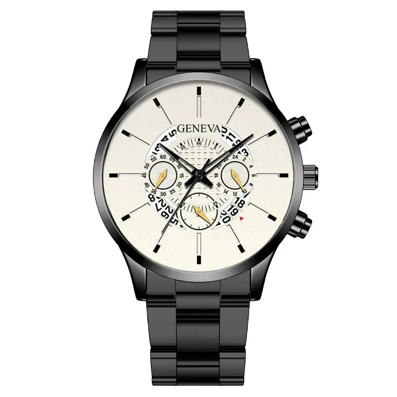 Men's Alloy Case Stainless Steel Band Round Dial Fashion Quartz Watch - Image 12