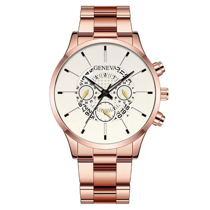 Men's Alloy Case Stainless Steel Band Round Dial Fashion Quartz Watch - Image 27