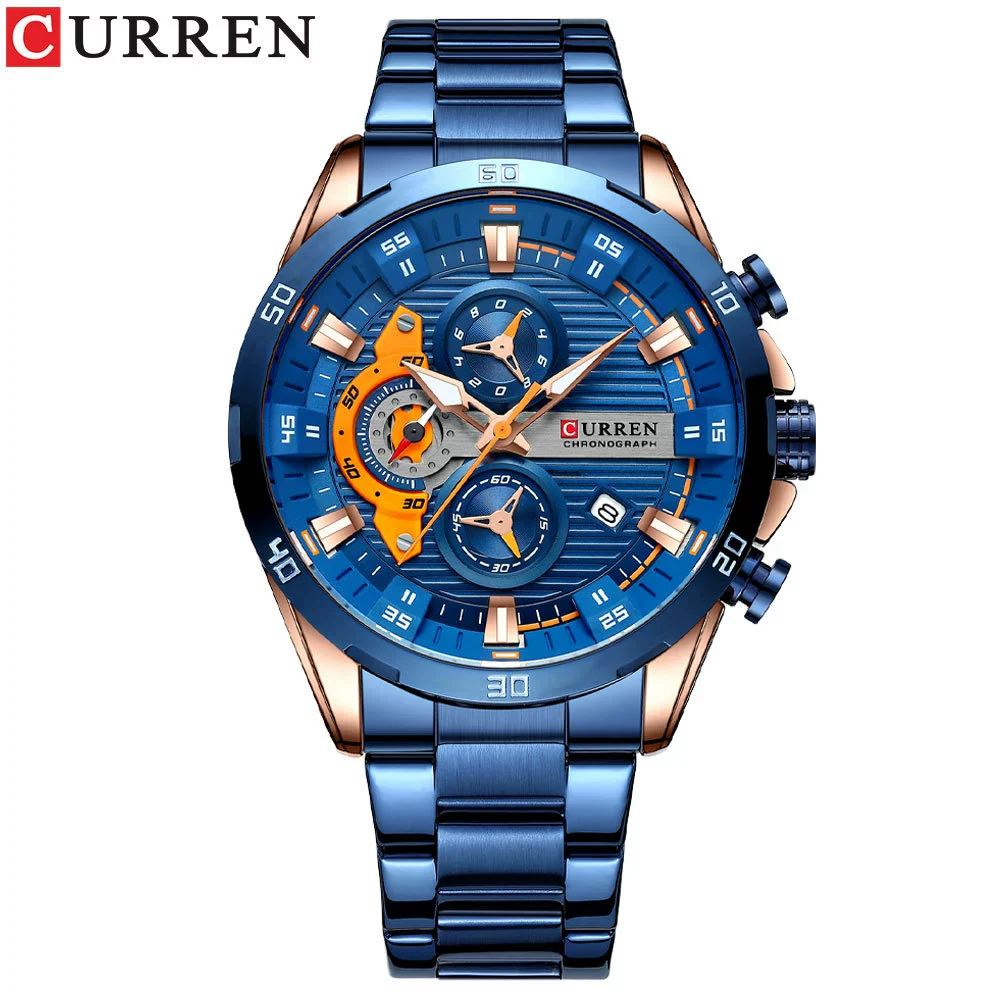 Men's Alloy Case Stainless Steel Band Round Dial Quartz Business Watch