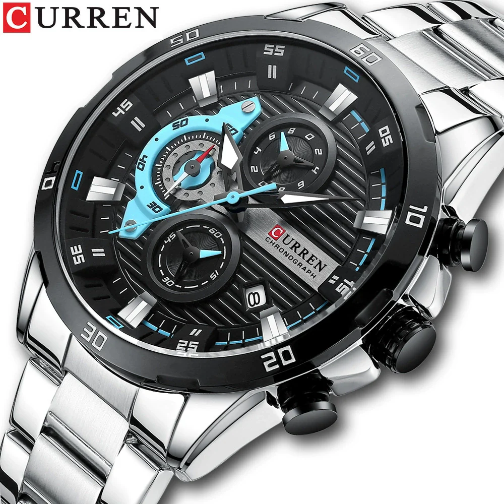Men's Alloy Case Stainless Steel Band Round Dial Quartz Business Watch - Image 4